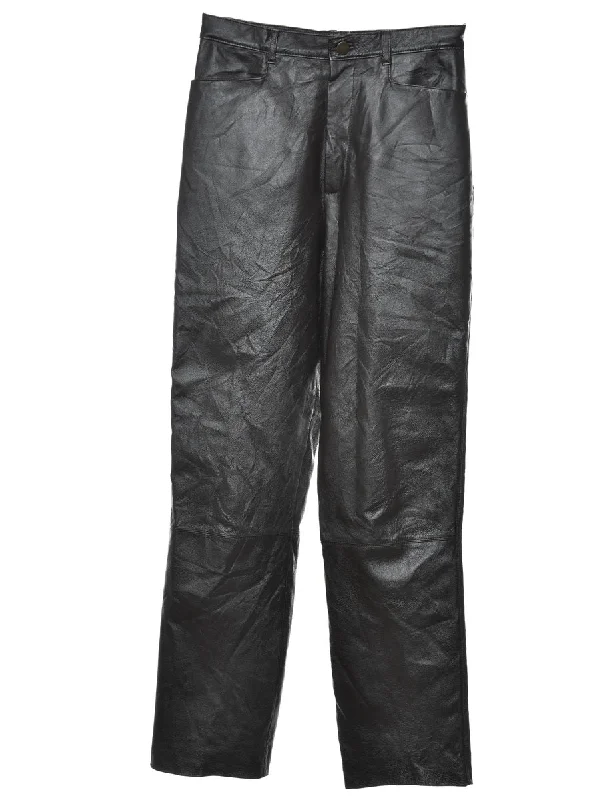 Leather Black Classic Trousers - W26 L30 Trousers Timeless Classic