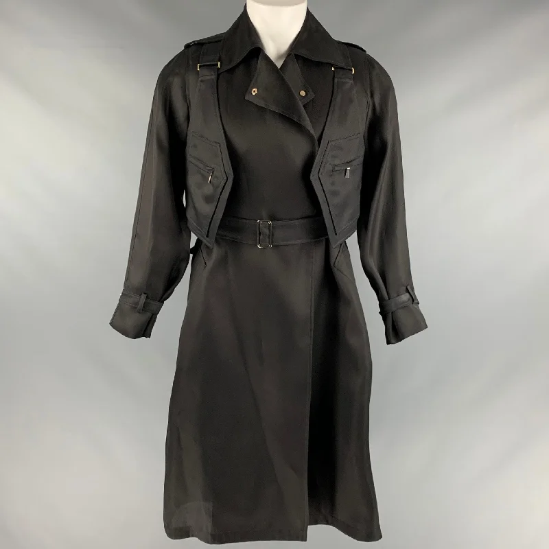 MAX MARA Size 8 Black Acetate Blend Coat Bomber Jacket Denim Jacket Leather Jacket