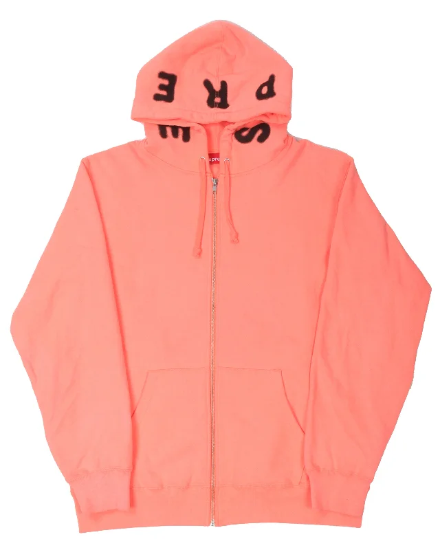 San Cheeto Bone Zipped Hoodie Hoodie with Hem Applique Textured Unique