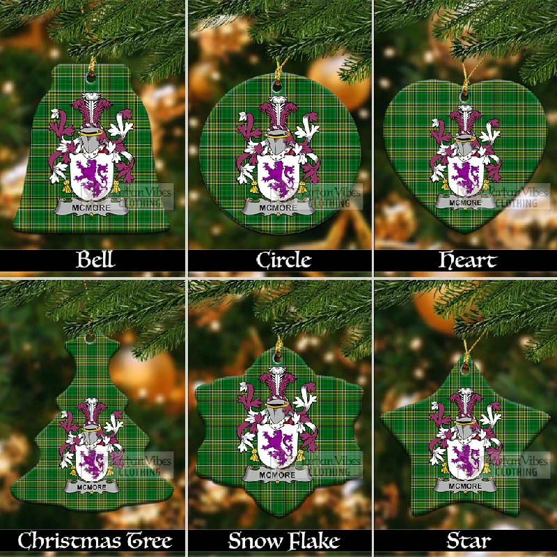McMore Irish Clan Tartan Christmas Ceramic Ornament with Coat of Arms Trench Raincoat Windbreaker