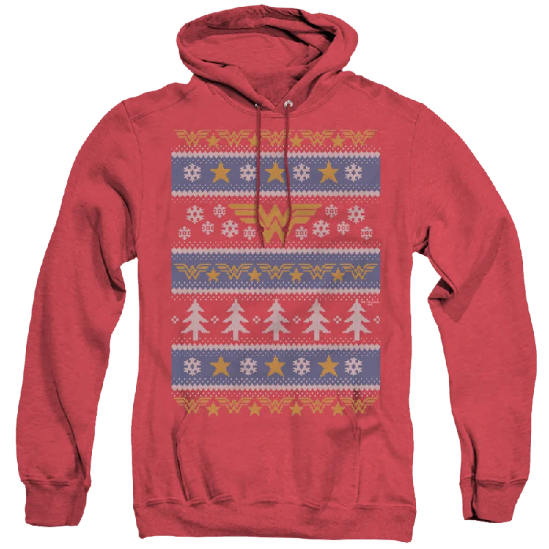 Wonder Woman Wonder Woman Christmas Sweater - Heather Pullover Hoodie Ruffle Neck Pullover
