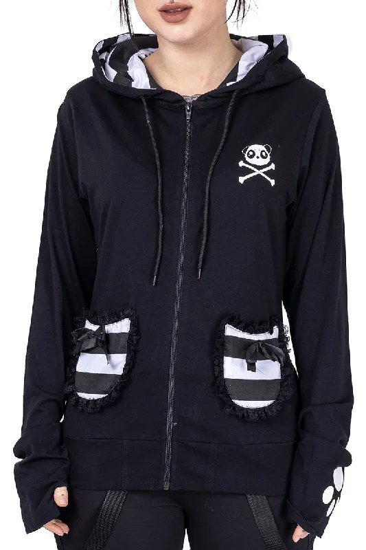 Killer Panda KP Frill Hoodie Hoodie with Hem Raw Edge Edgy Unfinished