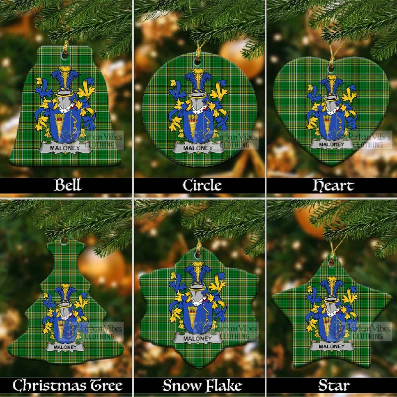 Maloney Irish Clan Tartan Christmas Ceramic Ornament with Coat of Arms Trapeze Tunic Caftan Maloney Irish Clan Tartan Christmas Ceramic Ornament with Coat of Arms Trapeze Tunic Caftan