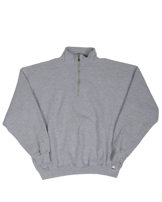 Russell Half Zip Sweatshirt Hoodie with Puffed Sleeves Voluminous Trendy