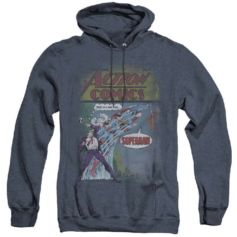 Superman Quick Change - Heather Pullover Hoodie Jewel Neck Pullover