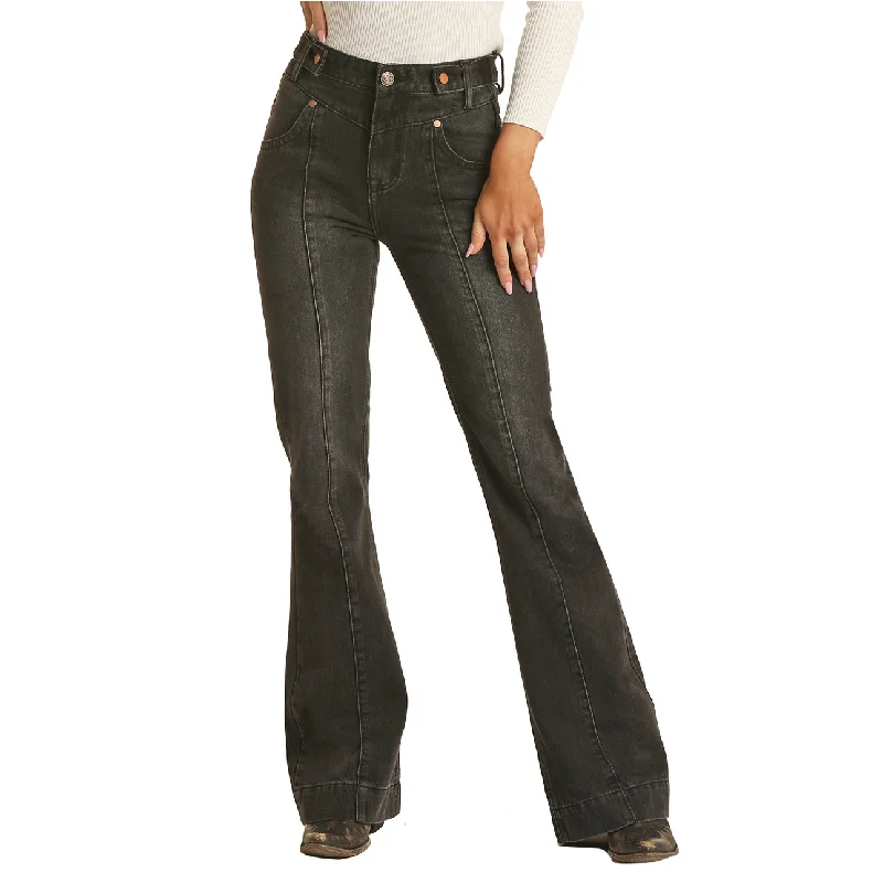Rock & Roll Denim Ladies Black High Rise Trouser Jeans RRWD5HRZQL Trousers Pleated Formal Rock & Roll Denim Ladies Black High Rise Trouser Jeans RRWD5HRZQL Trousers Pleated Formal