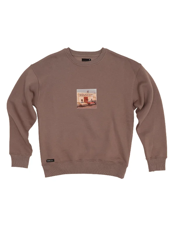 Sound City / Sweatshirt Hoodie with Tied Waist Feminine Flattering