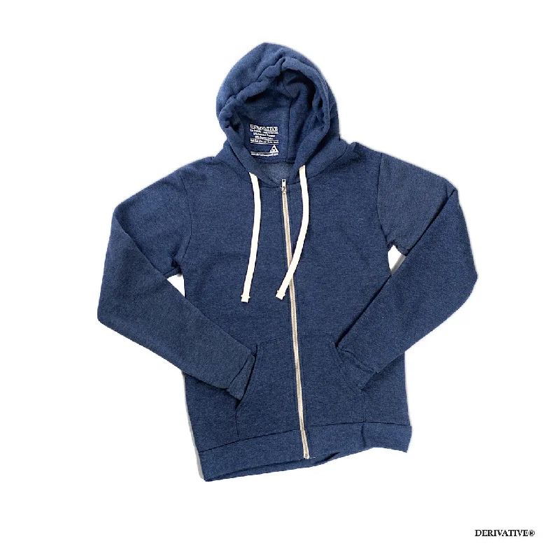 Organic Cotton & Recycled Polyester Zip Up Hoodie - Heather Navy Hoodie with Gradient Ombre Colorful Organic Cotton & Recycled Polyester Zip Up Hoodie - Heather Navy Hoodie with Gradient Ombre Colorful