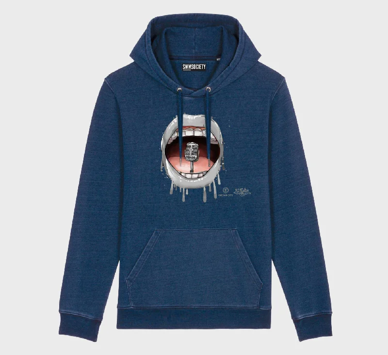 SWMSociety x Dream City x Hear My Voice Hoodie Hoodie with Button Placket Classic Preppy