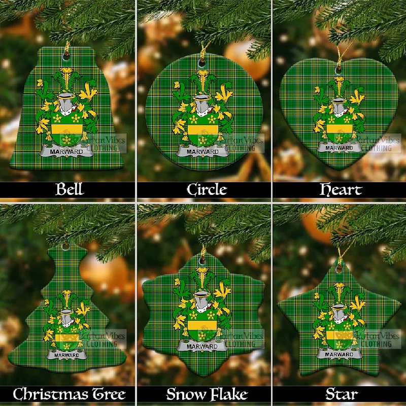 Marward Irish Clan Tartan Christmas Ceramic Ornament with Coat of Arms Embroidered Appliqued Beaded Marward Irish Clan Tartan Christmas Ceramic Ornament with Coat of Arms Embroidered Appliqued Beaded