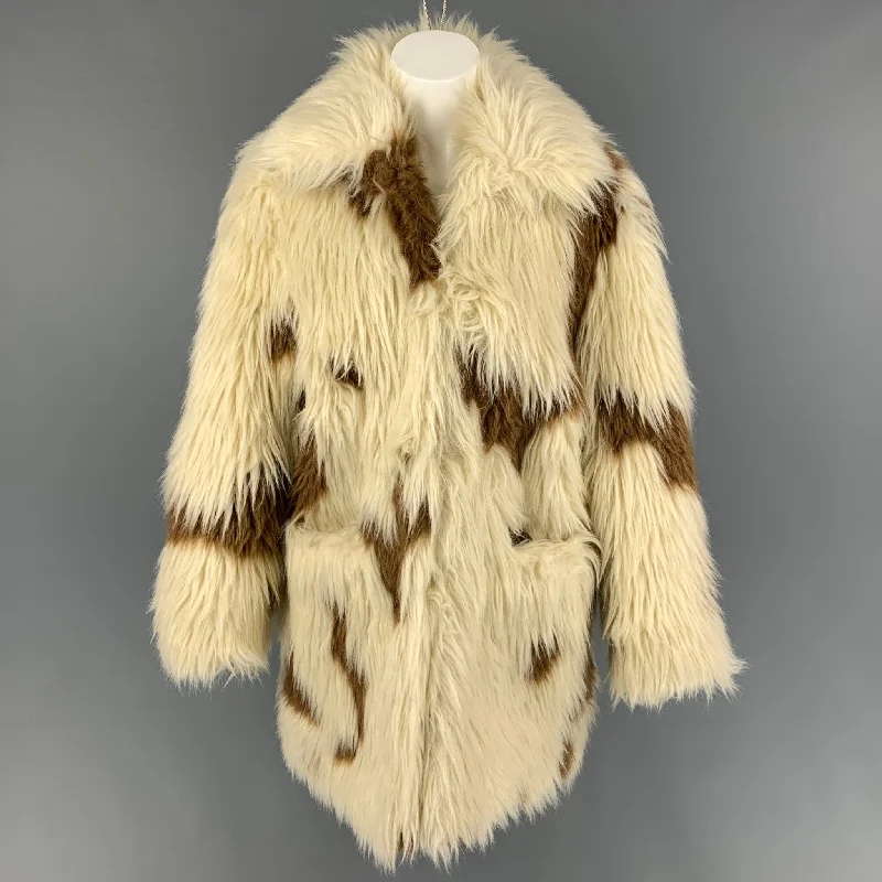 ZADIG & VOLTAIRE Size XS Beige Brown Acrylic Blend Faux Fur Coat Faux Fur Real Fur Shearling ZADIG & VOLTAIRE Size XS Beige Brown Acrylic Blend Faux Fur Coat Faux Fur Real Fur Shearling