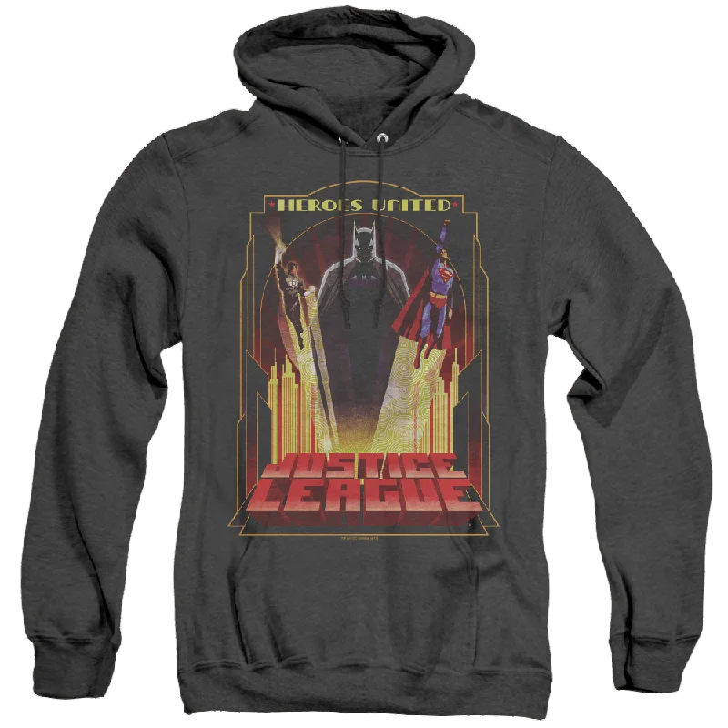 Justice League Heroes United - Heather Pullover Hoodie Boat Neck Sweater
