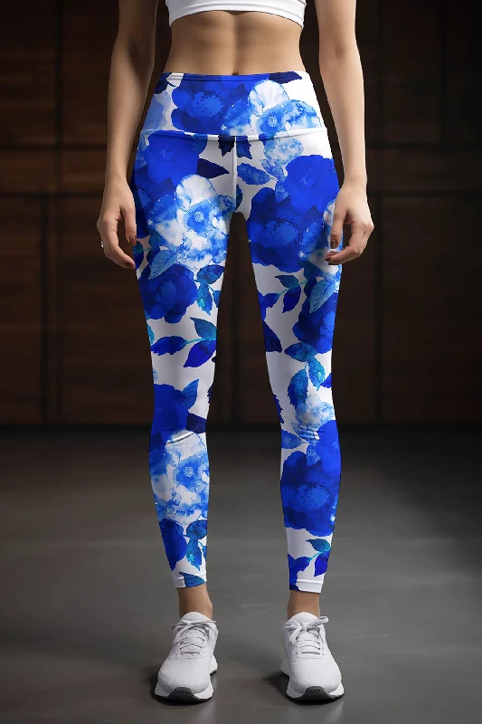 Blue Blood Lucy Floral Printed Performance Leggings - Women Fashionable High-Rise Leggings Blue Blood Lucy Floral Printed Performance Leggings - Women Fashionable High-Rise Leggings