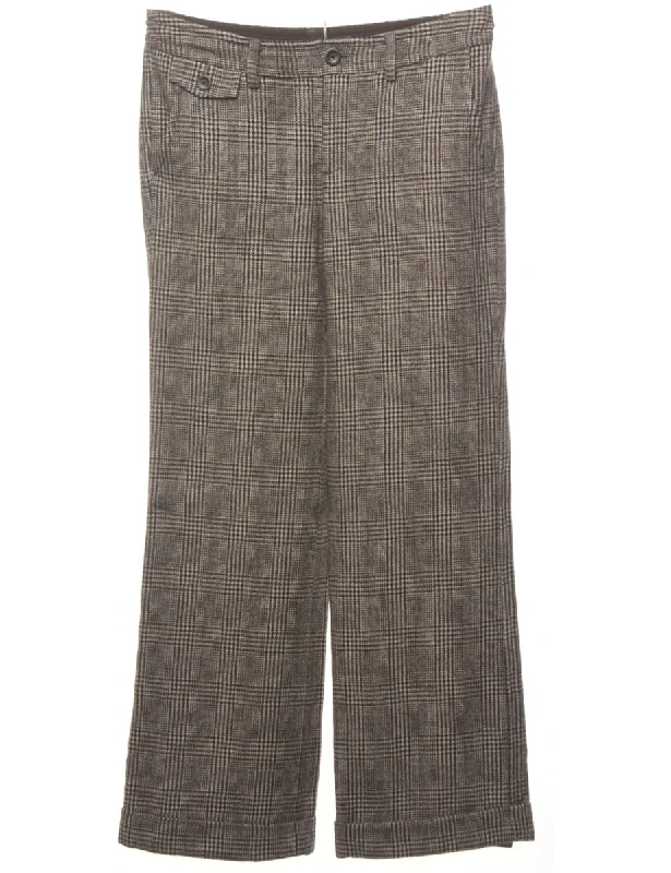 Eddie Bauer Grey Dogtooth Trousers - W32 L31 Trousers cozy soft