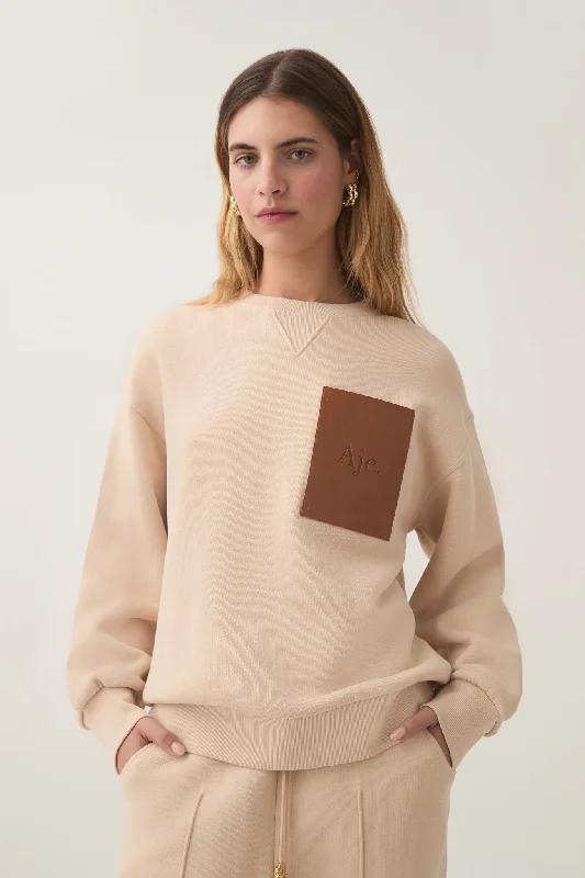 Flores Crew Sweatshirt Hoodie with Typography Text Message