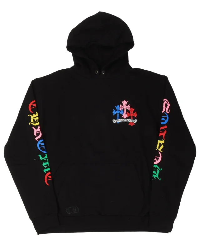 Multicolor Cross Hoodie Hoodie with Tied Waist Feminine Flattering