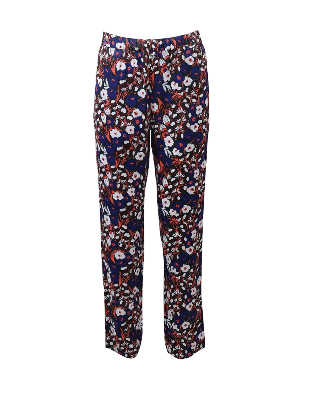 Poppy Print Trouser Chinos Cotton Straight Leg