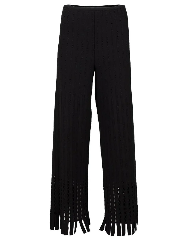 Wool Fringed Trousers Trousers Spring Floral