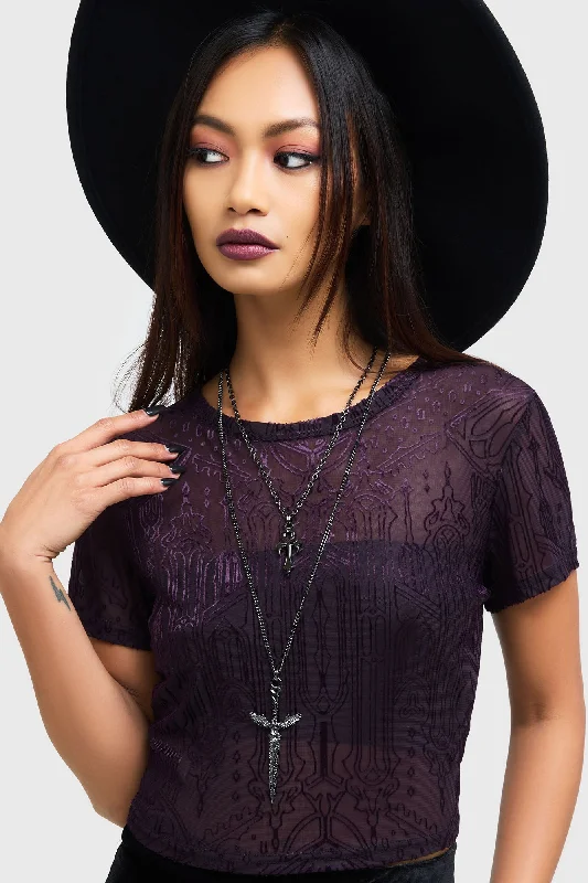 Chapel Of Hatred Crop Top [Purple] Wool Fabric Cashmere Fabric Tweed Fabric
