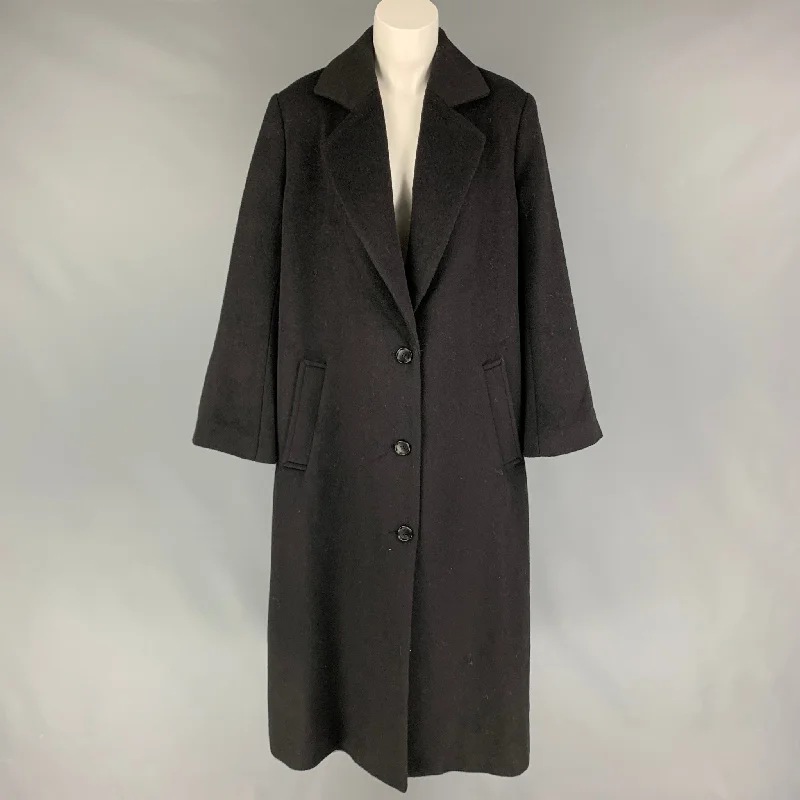 F Size S Black Wool Polyester Single Breasted Coat Chenille Brocade Lace
