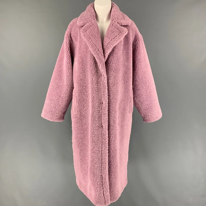 STAND STUDIO Size S Lavender Polyester Faux Fur Maria Coat Mesh Canvas Denim
