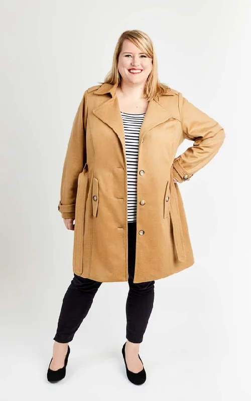 Chilton Trench Coat Paper Pattern - Cashmerette Sequined Lace Ribbed