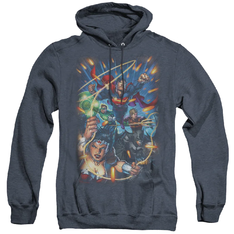 Justice League Under Attack - Heather Pullover Hoodie Puff Sleeve Stylish