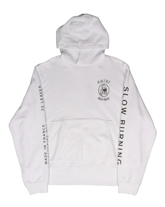 White Zig Zag Hoodie Hoodie with Hidden Zipper Minimalist Clean