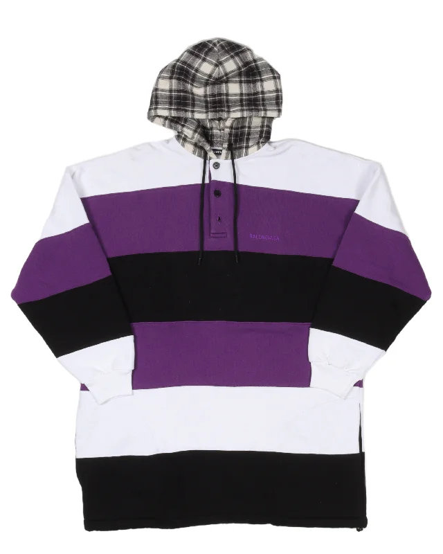 Color-Blocked Hoodie Hoodie with Metallic Shiny Futuristic