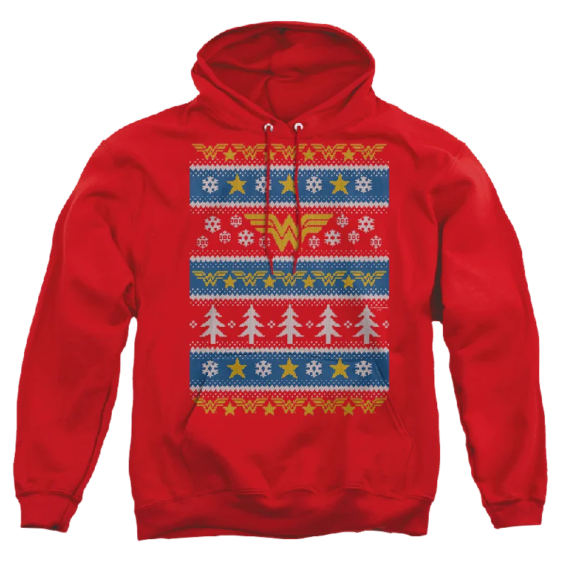 Wonder Woman Wonder Woman Christmas Sweater - Pullover Hoodie Sabrina Neck Pullover