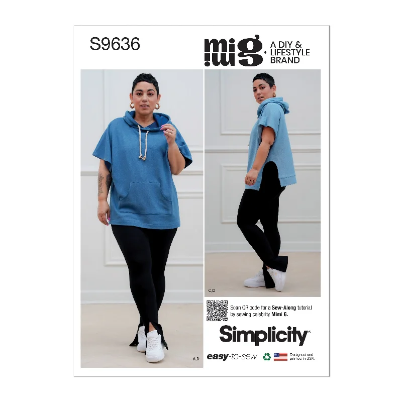 Simplicity Pattern S9636 Misses' Hoods & Leggings Elegant Shiny Black Leggings