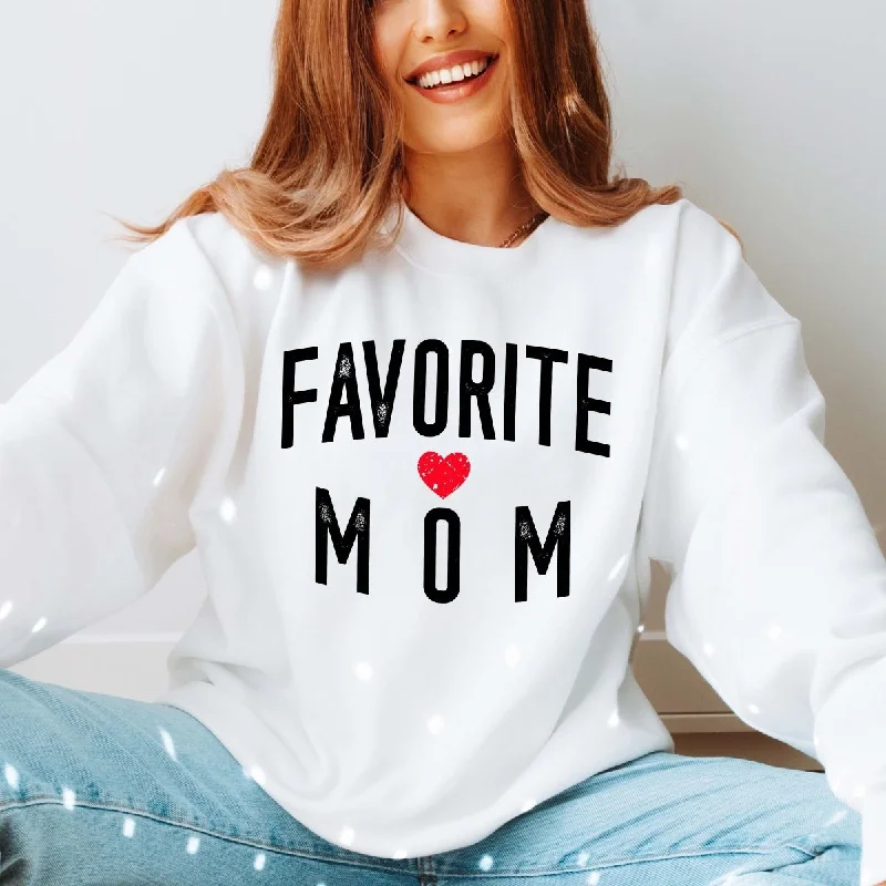 Favorite Mom Bella Soft Crew Sweatshirt Hoodie with Hem Patch Decorative Personalized Favorite Mom Bella Soft Crew Sweatshirt Hoodie with Hem Patch Decorative Personalized