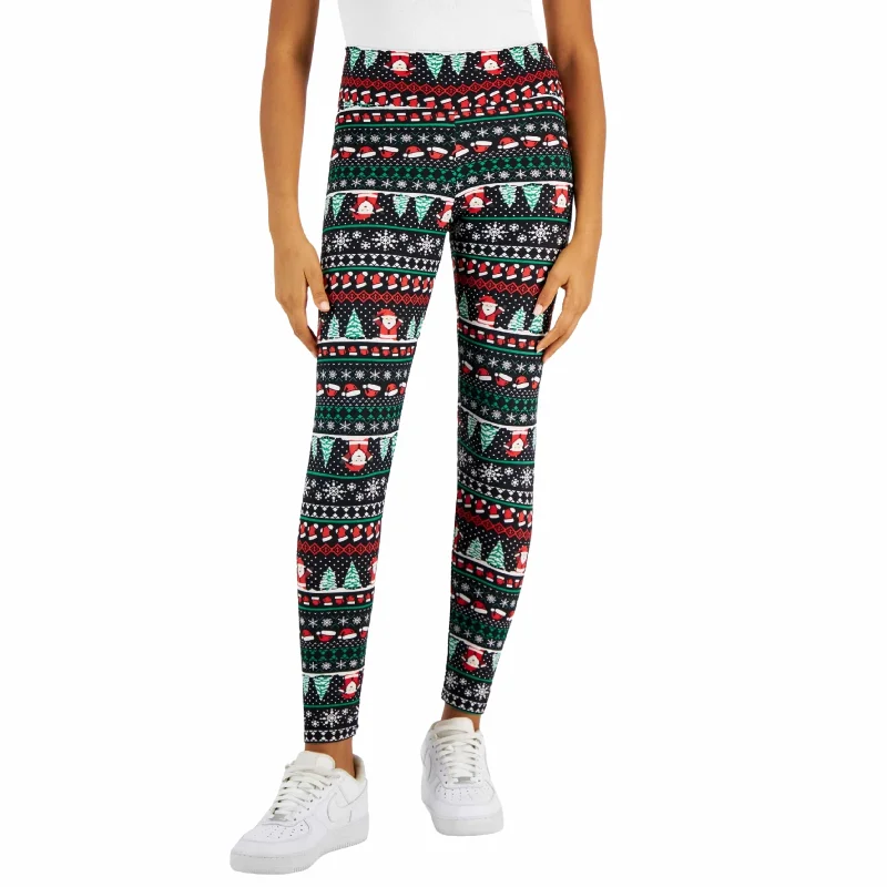 PLANET GOLD - Santa printed leggings Trendy Adjustable Waist Leggings