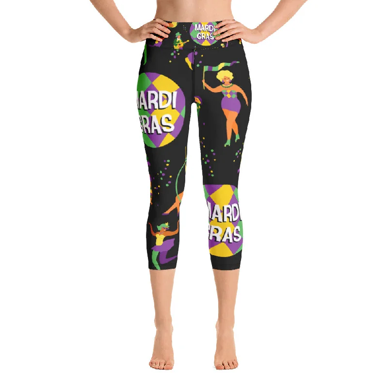 Big Time Mardi Gras Yoga Capri Leggings Comfortable Slip-On Leggings