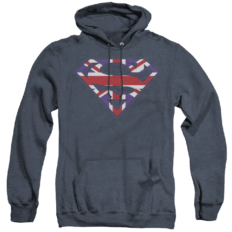 Superman Great Britian Shield - Heather Pullover Hoodie Bolero Style Sweater