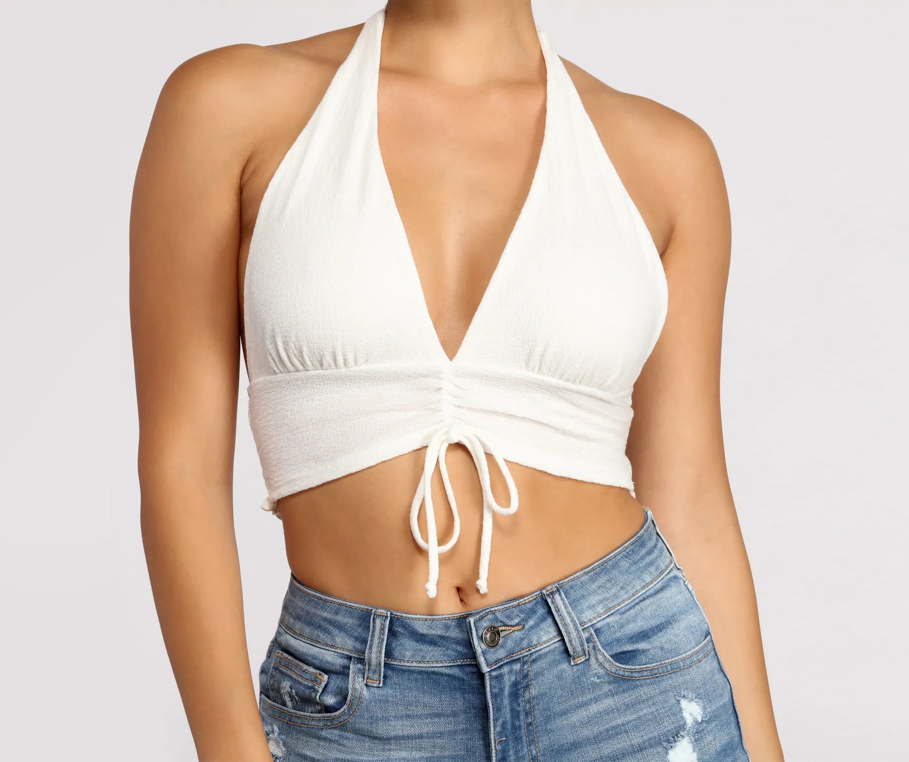 Summertime Fine Crop Top Striped Floral Plaid