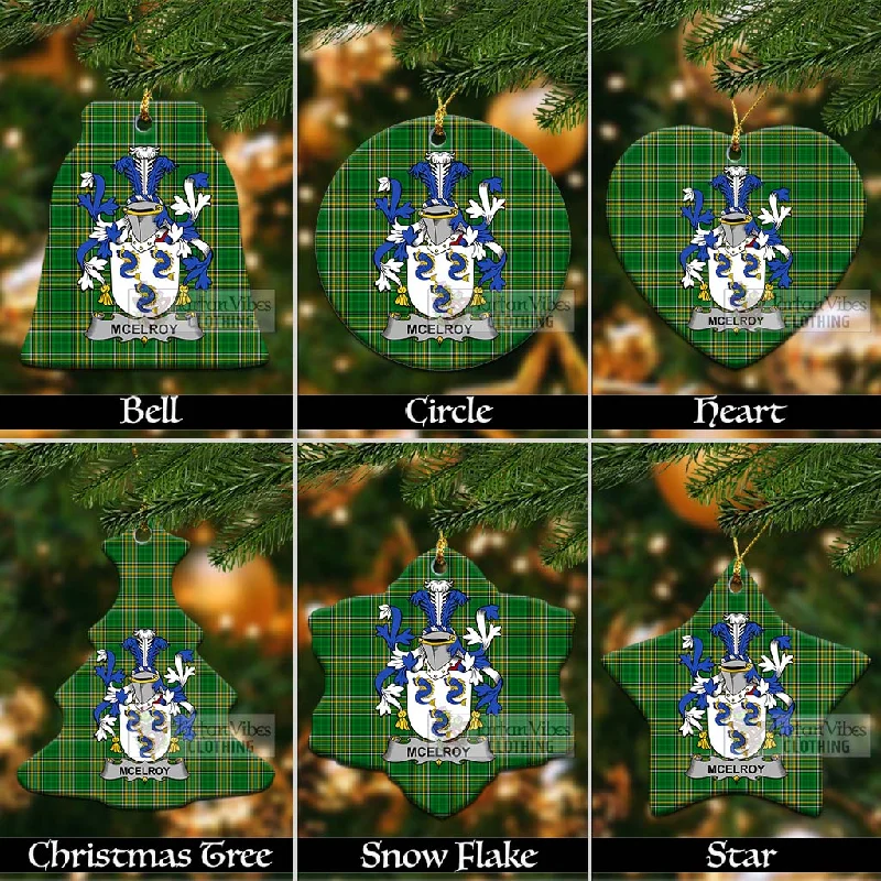McElroy Irish Clan Tartan Christmas Ceramic Ornament with Coat of Arms Peter Pan Collar Cowl Neck Turtleneck McElroy Irish Clan Tartan Christmas Ceramic Ornament with Coat of Arms Peter Pan Collar Cowl Neck Turtleneck