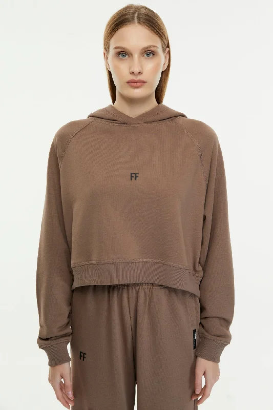 FF / Crop Hoodie Hoodie with Mock Neck Collared Structured