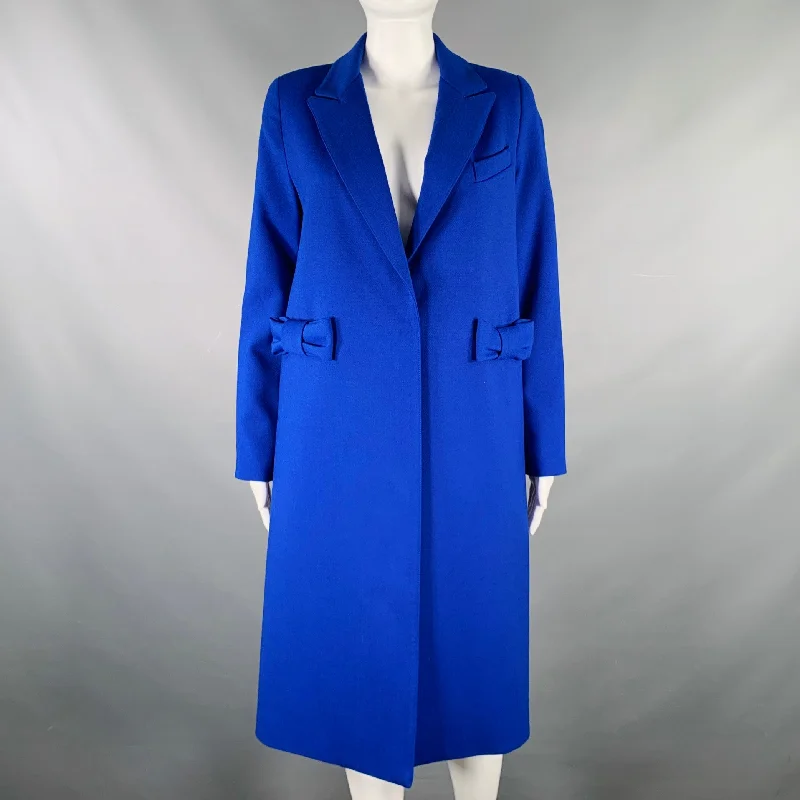 SMYTHE Size 4 Cobalt Blue Polyester Bows Single Snap Coat Striped Polka Dot Floral