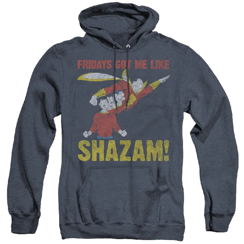 Shazam Fridays Got Me Like - Heather Pullover Hoodie Lapel Neck Sweater