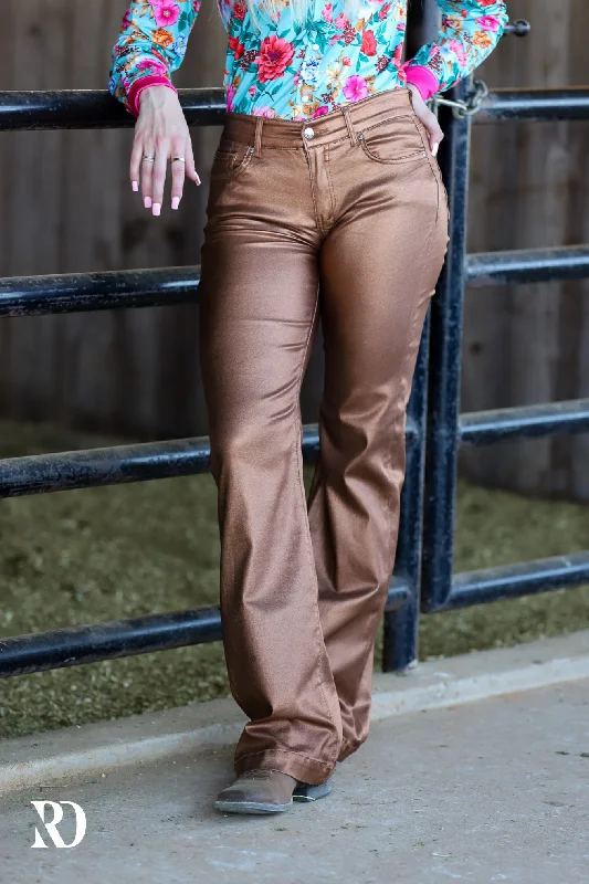 SIGNATURE TROUSERS - BRONZE METALLIC Trousers Sale Discount