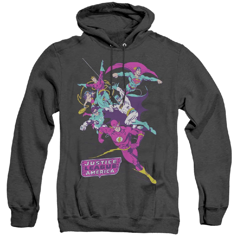 Justice League Colorful League - Heather Pullover Hoodie Spaghetti Sleeve Top