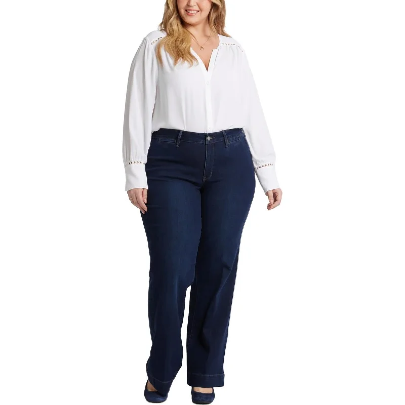 NYDJ Womens Plus Teresa Trouser Pocket Denim Bootcut Pants Trousers Prom Sequined