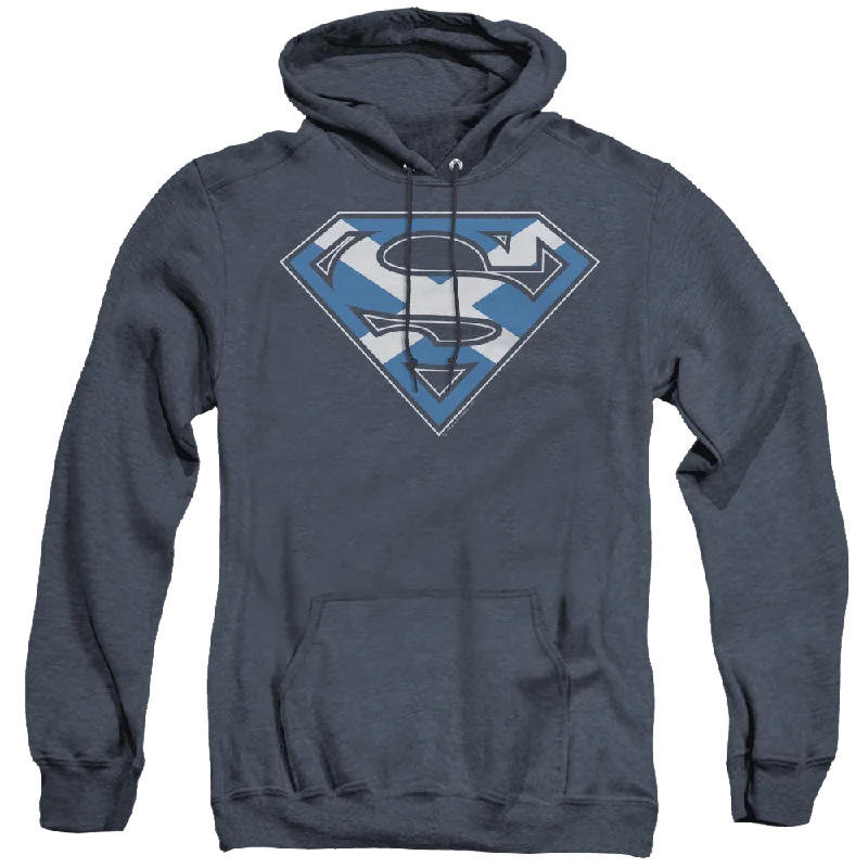 Superman Scottish Shield - Heather Pullover Hoodie Bishop Sleeve Elegant