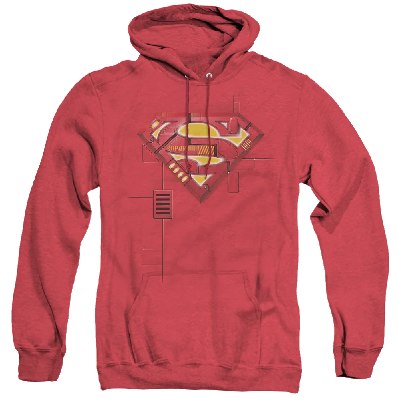 Superman Super Mech Shield - Heather Pullover Hoodie Bateau Neck Pullover