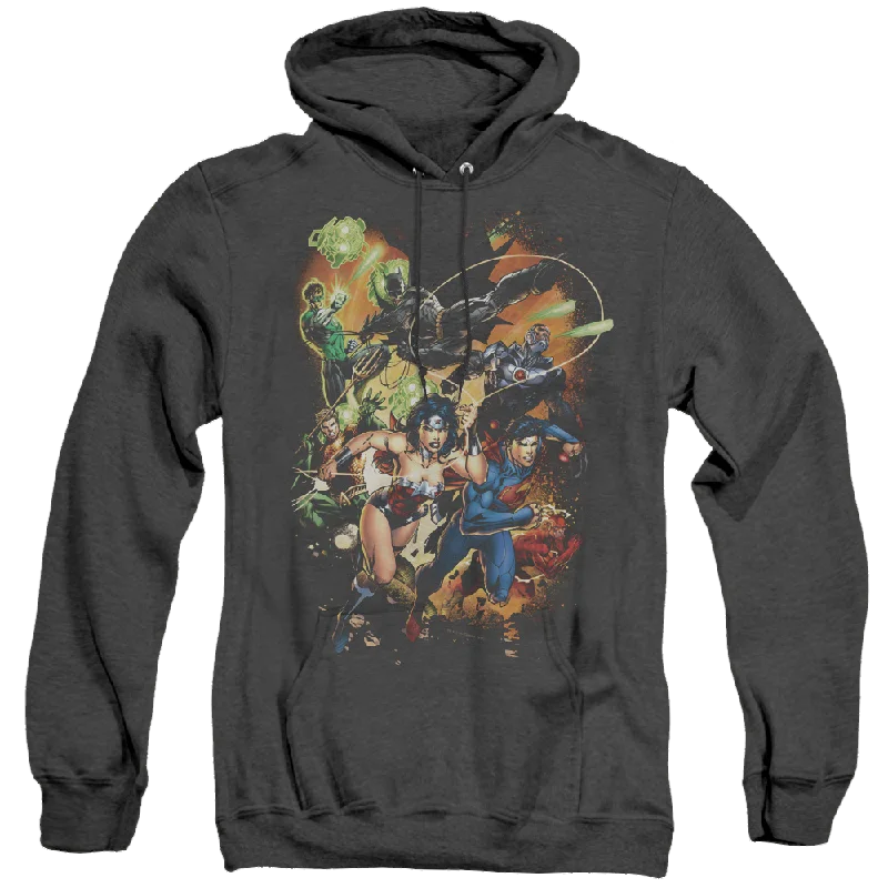 Justice League Battle Ready - Heather Pullover Hoodie Box Sleeve Comfort