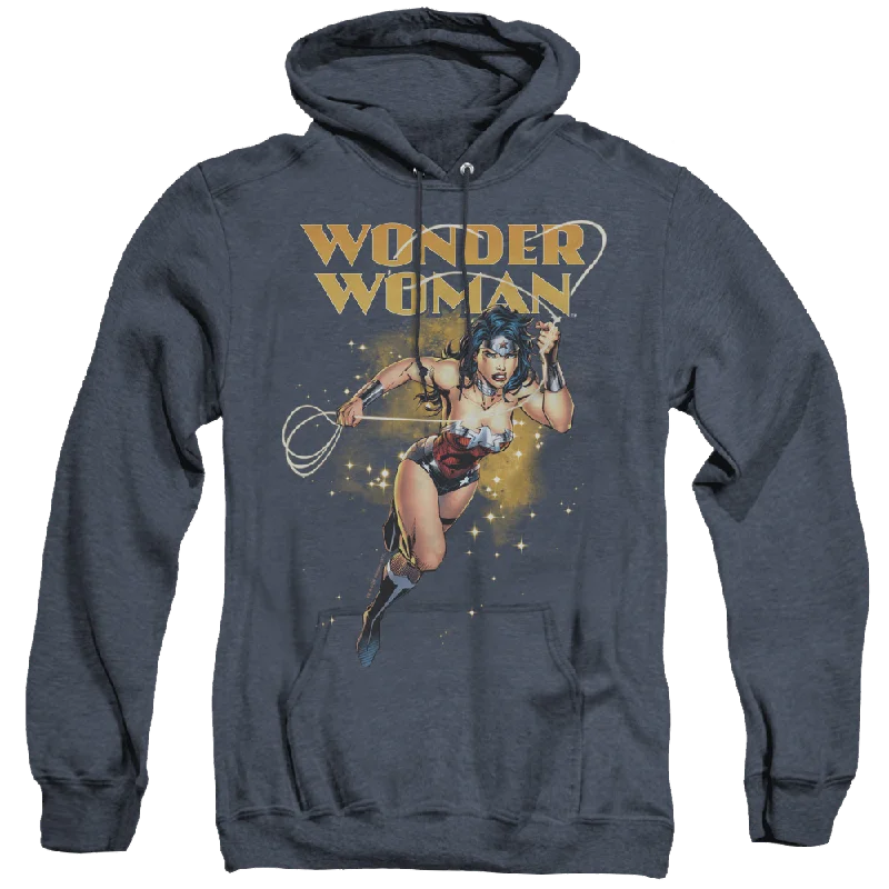Wonder Woman Star Lasso - Heather Pullover Hoodie Faux Fur Trim
