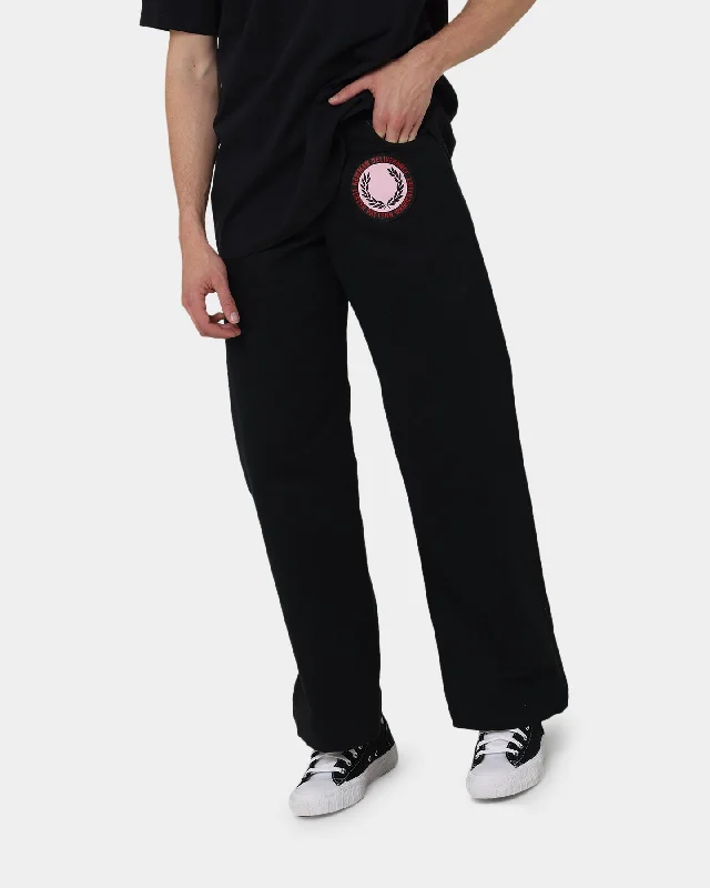 Fred Perry X Raf Simons Patched Denim Trousers Black Trousers Fleece Cozy