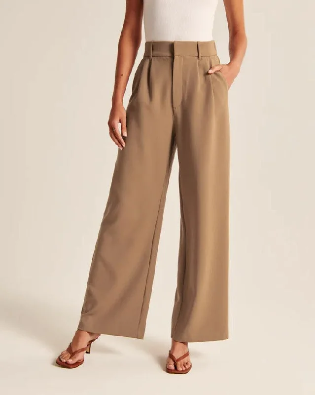 High Waist Straight Trousers With Pockets Wide Leg Casual Pants For Women Trousers Denim Blue