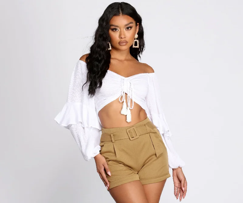 Draw Me In Crop Top Lace Blend Ribbed Blend Corduroy Blend